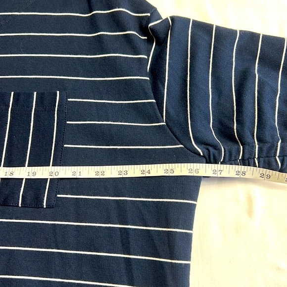 Ella Moss Reese Nautical Striped Pocket Boxy Navy & White Tee SZ XL New - Picture 8 of 13